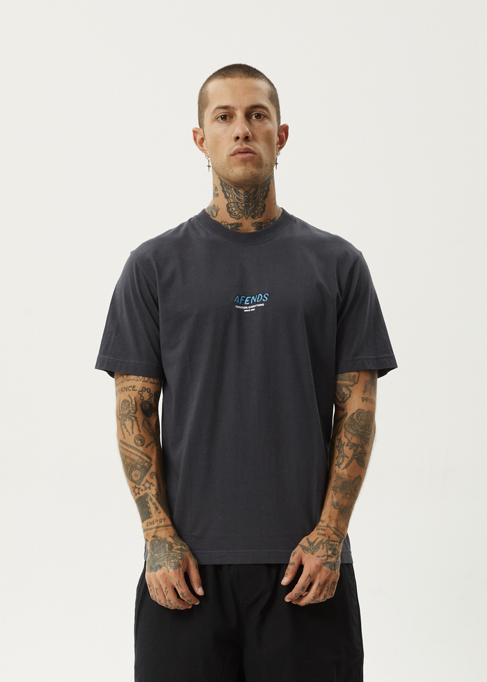Afends Mens Message - Retro Fit Tee - Charcoal - Streetwear - Sustainable Fashion