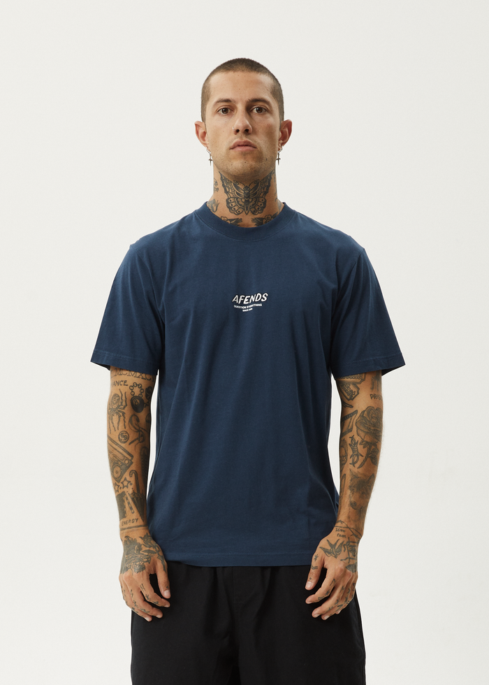 Afends Mens Message - Retro Fit Tee - Navy - Streetwear - Sustainable Fashion