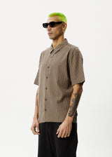 Afends Mens Space - Short Sleeve Shirt - Coffee Stripe - Afends mens space   short sleeve shirt   coffee stripe   streetwear   sustainable fashion