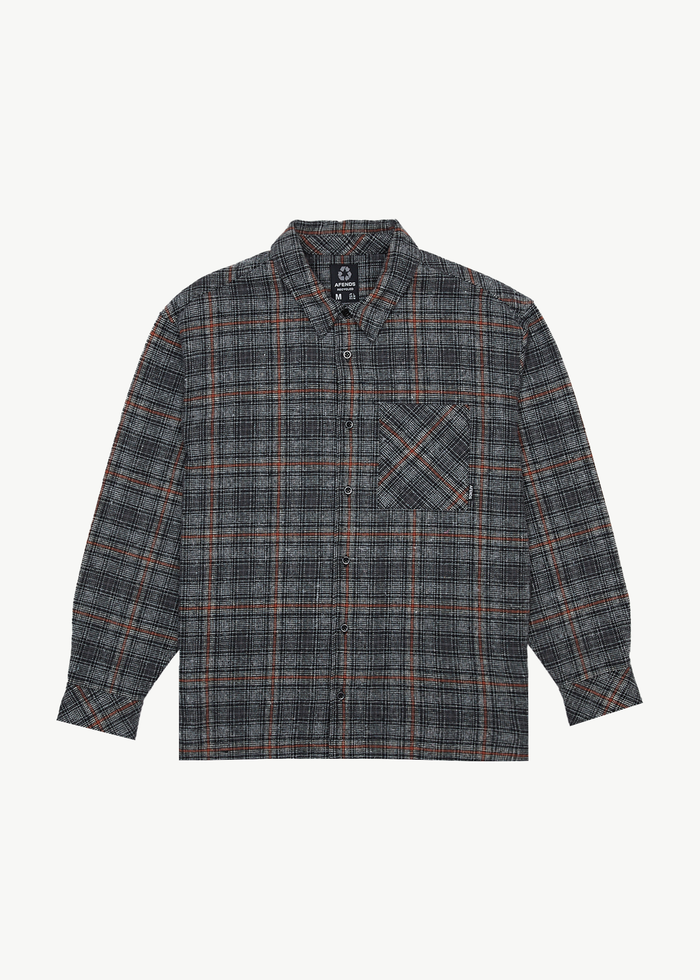 Afends Mens Position - Flannel Shirt - Black - Streetwear - Sustainable Fashion