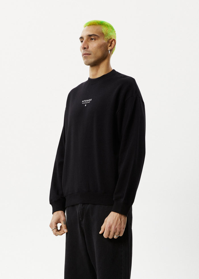 Afends Mens Space - Crew Neck - Black - Streetwear - Sustainable Fashion