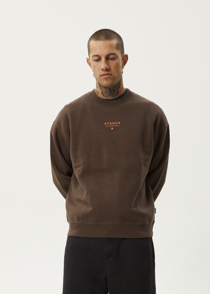 Afends Mens Space - Crew Neck - Coffee - Streetwear - Sustainable Fashion