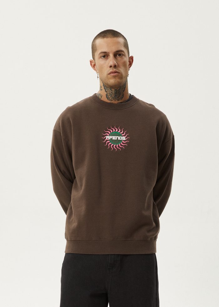 Afends Mens Solar Flare - Crew Neck - Coffee - Streetwear - Sustainable Fashion
