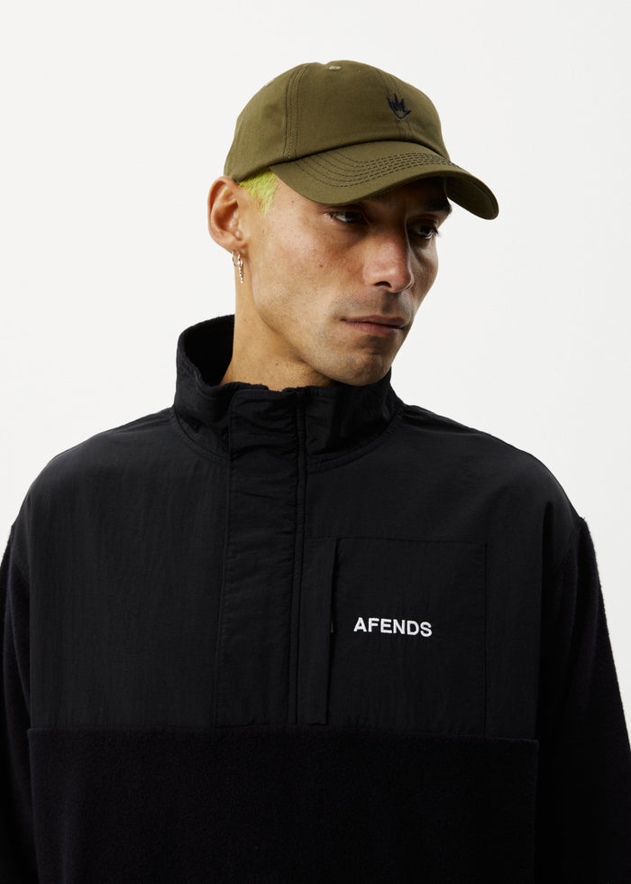Afends Mens Message - Fleece Pullover - Black - Streetwear - Sustainable Fashion