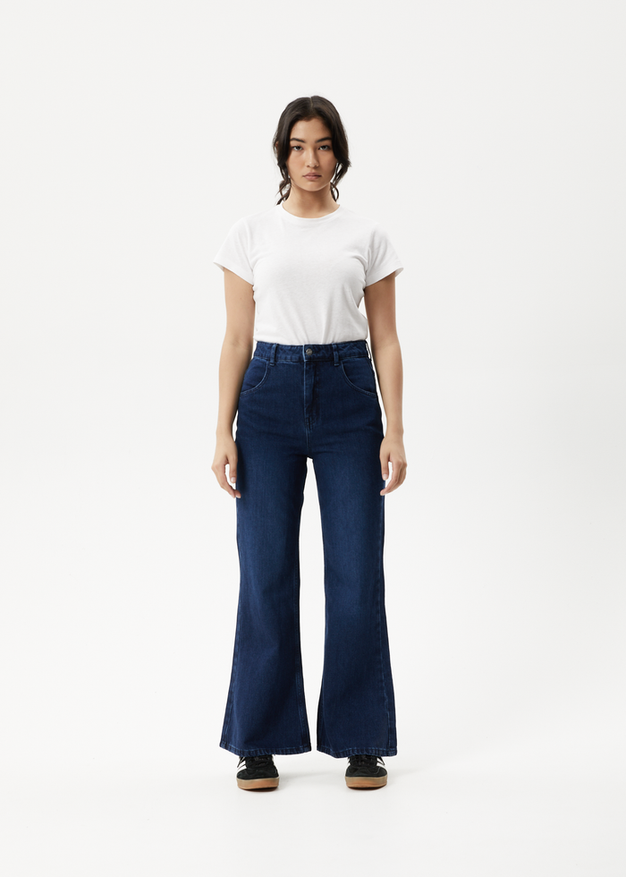 Afends Womens Marsha - Hemp Denim Slim Flared Jeans - Original Rinse - Streetwear - Sustainable Fashion