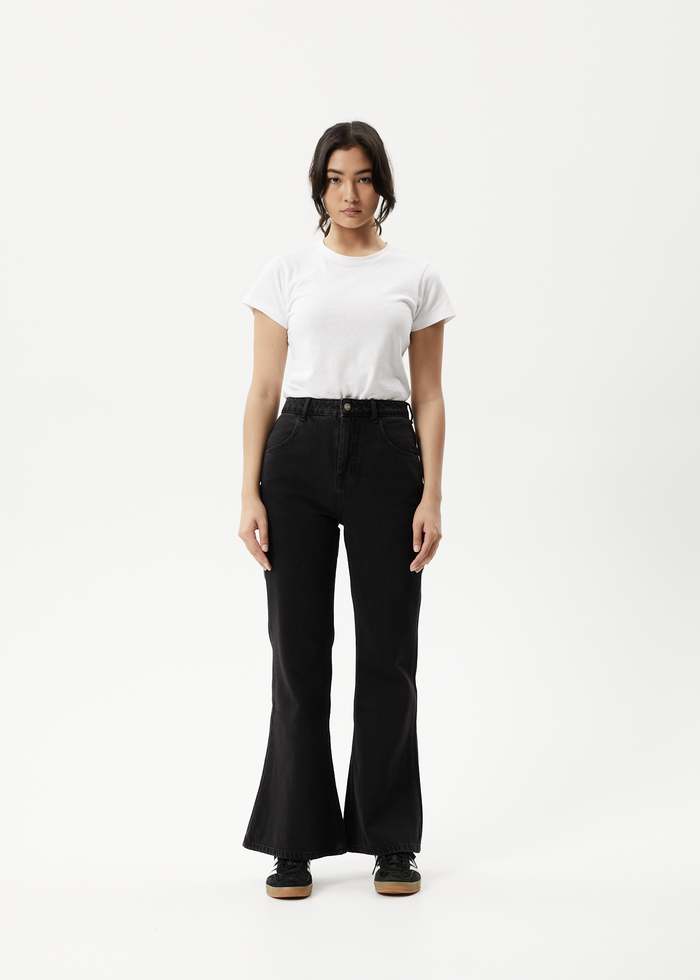 Afends Marsha - Organic Denim Flared Leg Jean - Washed Black - Streetwear - Sustainable Fashion