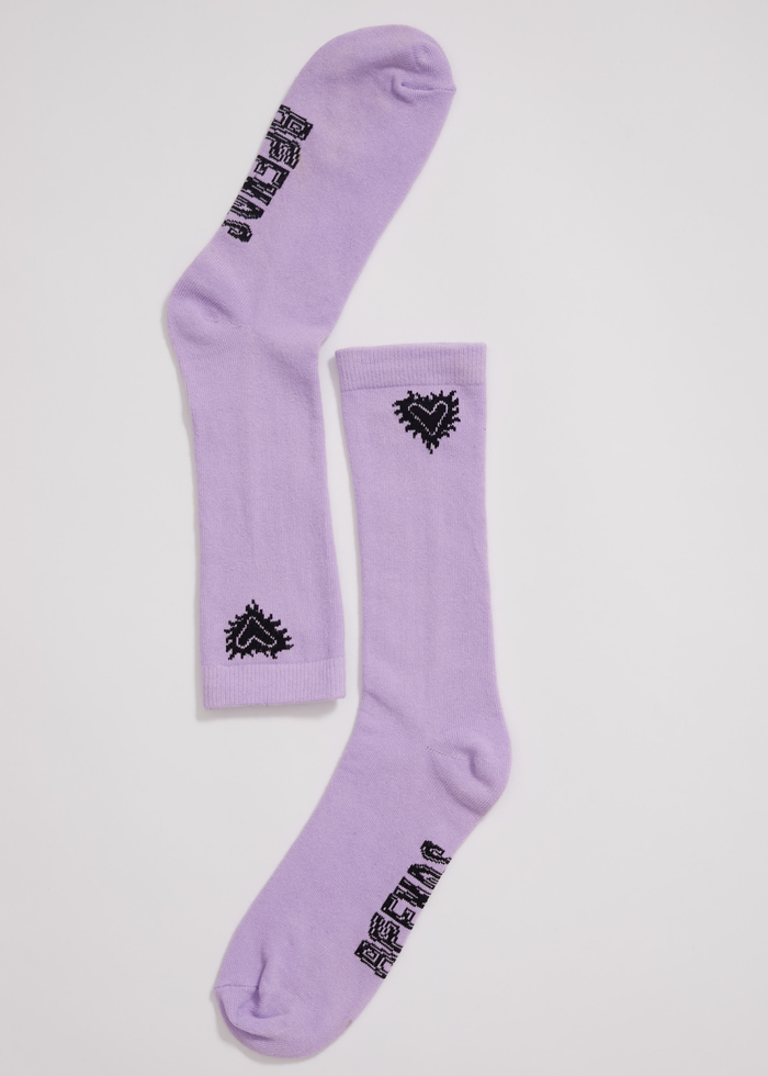 Afends Unisex Pink Noise - Hemp Crew Socks - Orchid - Streetwear - Sustainable Fashion