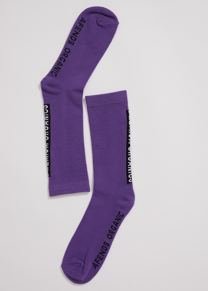 Afends Unisex Razor - Organic Crew Socks - Faded Purple - Streetwear - Sustainable Fashion