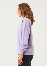 Afends Womens Dua - Recycled Slouchy Crew Neck Jumper - Tulip - Afends womens dua   recycled slouchy crew neck jumper   tulip   streetwear   sustainable fashion