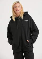Afends Unisex Solitude - Unisex Organic Zip Up Hoodie - Black - Afends unisex solitude   unisex organic zip up hoodie   black   streetwear   sustainable fashion