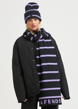 AFENDS Unisex Donnie - Hemp Knit Striped Scarf - Black - Afends unisex donnie   hemp knit striped scarf   black   streetwear   sustainable fashion