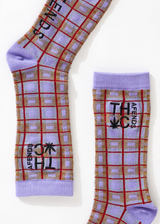 Afends Unisex Colby - Hemp Check Crew Socks - Plum - Afends unisex colby   hemp check crew socks   plum   streetwear   sustainable fashion