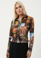 Afends Womens Boulevard - Recycled Sheer Long Sleeve Top - Multi - Afends womens boulevard   recycled sheer long sleeve top   multi   streetwear   sustainable fashion