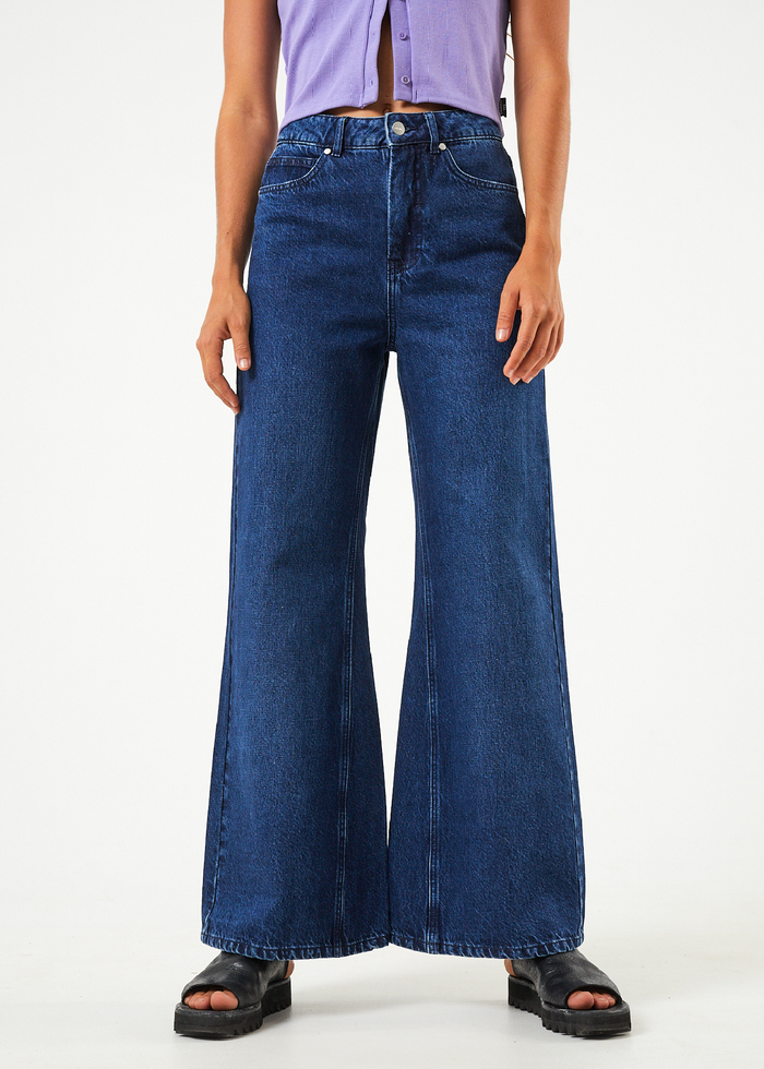 Afends Womens Gigi - Hemp Denim Flared Jeans - Original Rinse - Streetwear - Sustainable Fashion