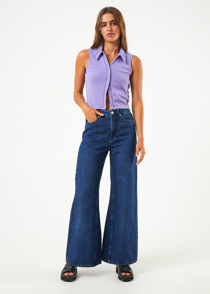 Afends Womens Gigi - Hemp Denim Flared Jeans - Original Rinse - Streetwear - Sustainable Fashion