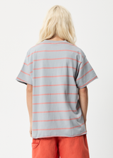 Afends Womens Interlude - Recycled Striped Oversized T-Shirt - Grey - Afends womens interlude   recycled striped oversized t shirt   grey   streetwear   sustainable fashion