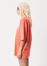 Afends Womens Shining - Recycled Oversized T-Shirt - Coral - Afends womens shining   recycled oversized t shirt   coral   streetwear   sustainable fashion