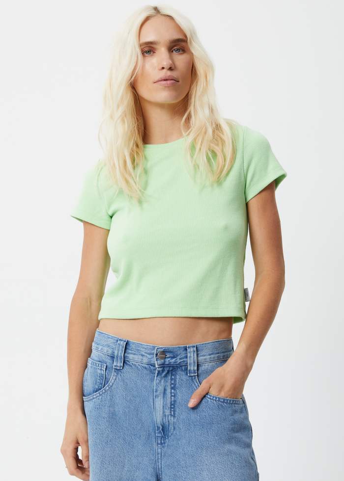 Afends Womens Faith - Hemp Ribbed T-Shirt - Lime Green - Streetwear - Sustainable Fashion