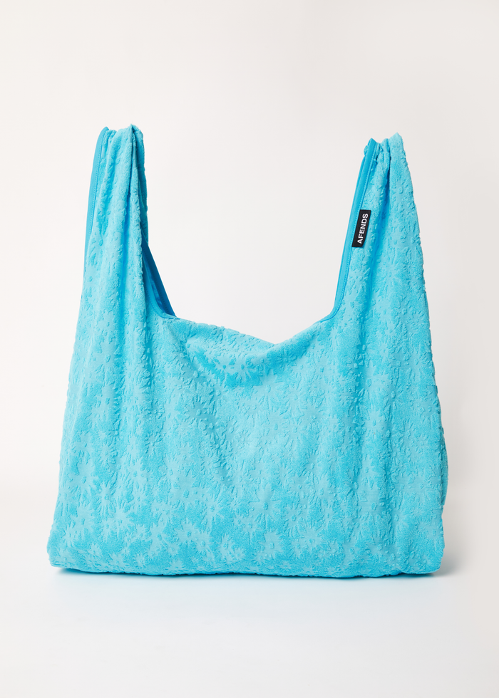Afends Unisex Moon - Hemp Terry Oversized Tote Bag - Blue Daisy - Streetwear - Sustainable Fashion