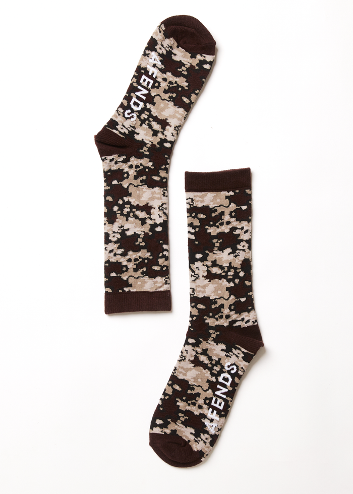 Afends Unisex Jungle - Hemp Crew Socks - Earth Camo - Streetwear - Sustainable Fashion
