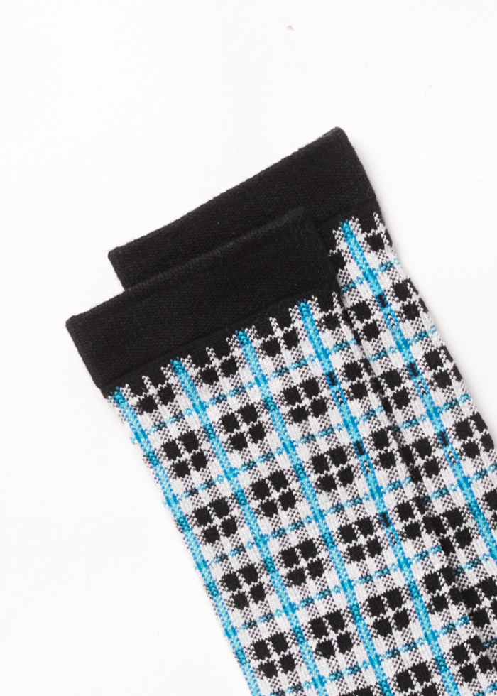 Afends Unisex Checkers - Recycled Crew Socks - Black - Streetwear - Sustainable Fashion