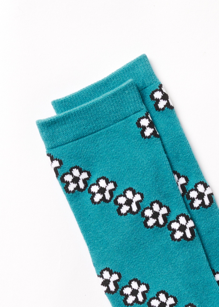 Afends Unisex Back To It - Recycled Crew Socks - Azure - Streetwear - Sustainable Fashion