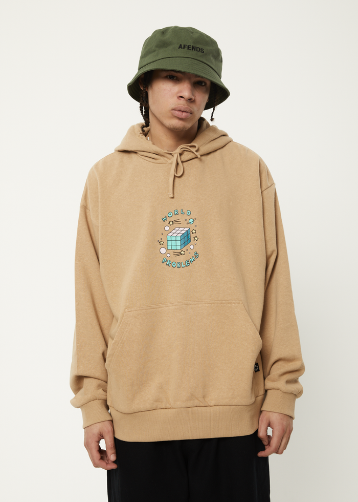Afends Mens World Problems - Recycled Hoodie - Tan - Streetwear - Sustainable Fashion