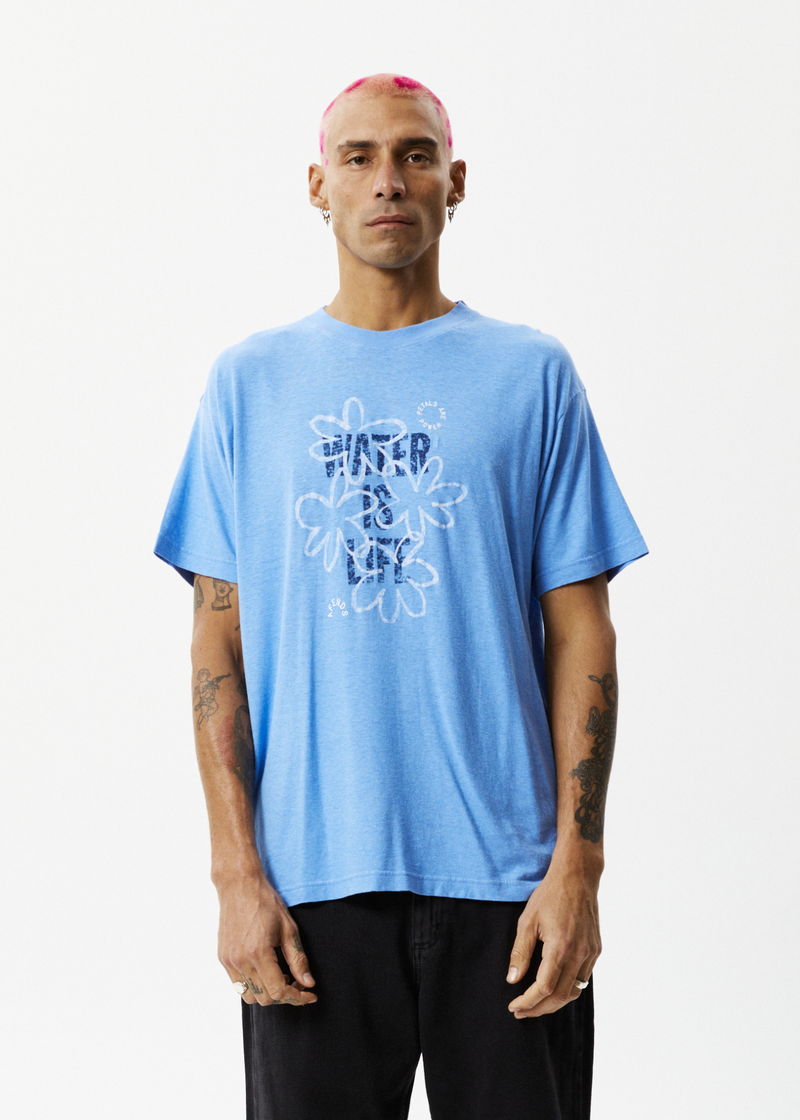 AFENDS Mens Waterfall - Boxy Graphic T-Shirt - Arctic