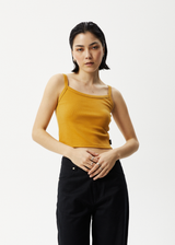 Afends Womens Taylor - Hemp Ribbed Singlet - Mustard - Afends womens taylor   hemp ribbed singlet   mustard   streetwear   sustainable fashion