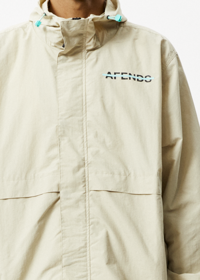 Afends Mens Antimatter - Recycled Spray Jacket - Cement - Streetwear - Sustainable Fashion