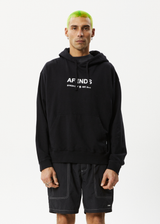 AFENDS Mens Established - Logo Hoodie - Stone Black - Afends mens established   logo hoodie   stone black   streetwear   sustainable fashion