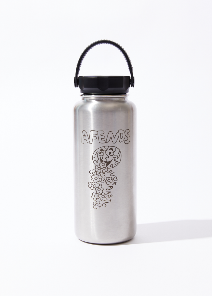 Afends Unisex F Plastic x Project Pargo - 950Ml Insulated Water Bottle - Black - Streetwear - Sustainable Fashion