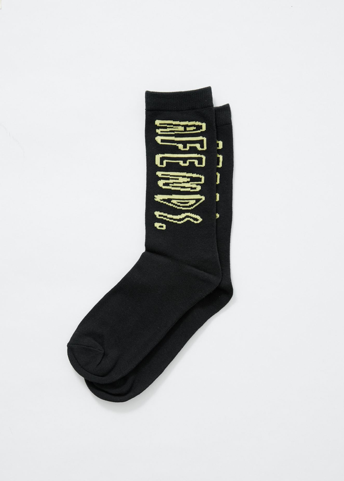 Afends Unisex Rip In - Recycled Crew Socks - Charcoal - Streetwear - Sustainable Fashion