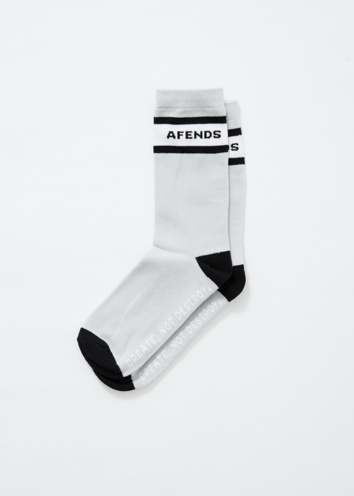 Afends Unisex Campbell - Recycled Crew Socks - Glacier - Streetwear - Sustainable Fashion