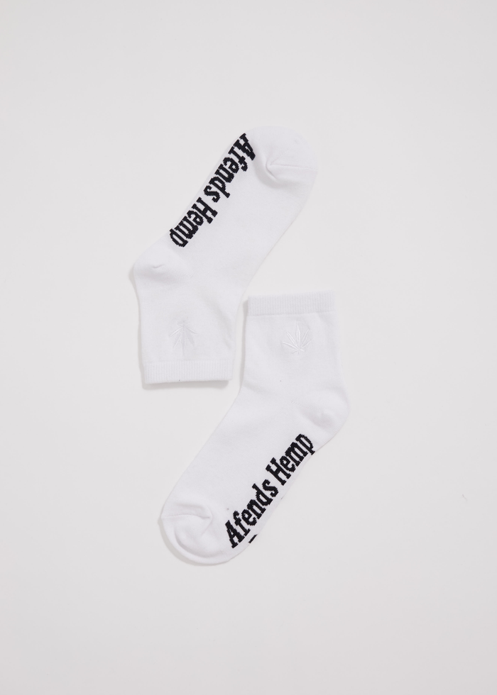 Afends Unisex Revolution - Hemp Crew Socks - White - Streetwear - Sustainable Fashion