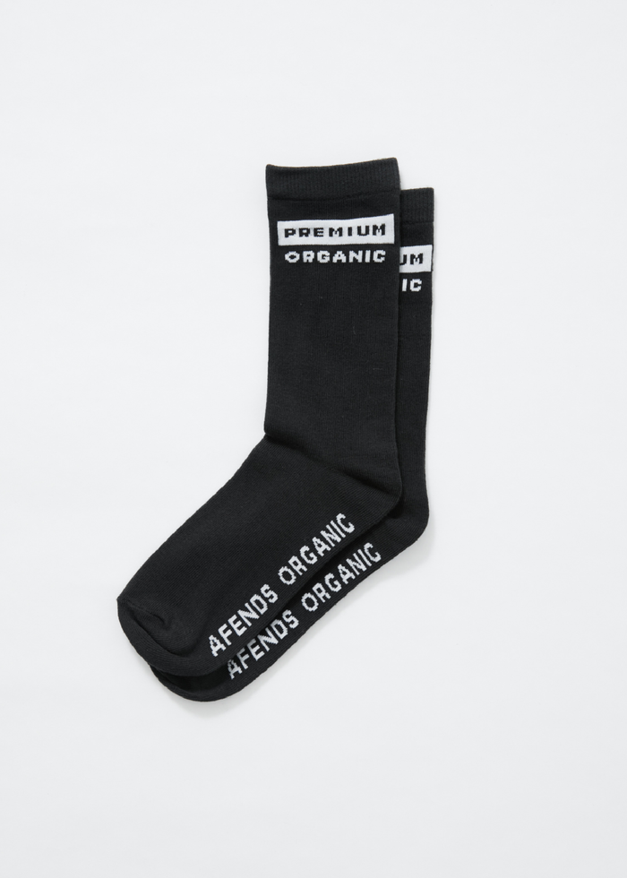 Afends Unisex Maximum - Organic Crew Socks - Charcoal - Streetwear - Sustainable Fashion