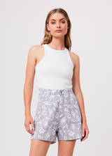 Afends Womens Tribal Seventy Threes - Organic High Waisted Shorts - Silver - Https://player.vimeo.com/external/653917337.hd.mp4?s=c84c25fd320ac40dff15fba5ee551cf4a30cabe9&profile_id=174