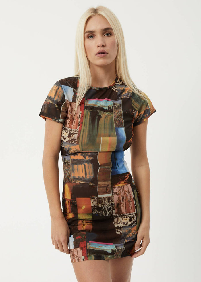 Afends Womens Boulevard - Recycled Sheer Mini Dress - Multi - Streetwear - Sustainable Fashion