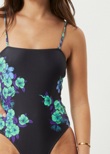 Afends Womens House Of Darwin - Recycled One Piece Swimsuit - Charcoal Floral - Afends womens house of darwin   recycled one piece swimsuit   charcoal floral   streetwear   sustainable fashion