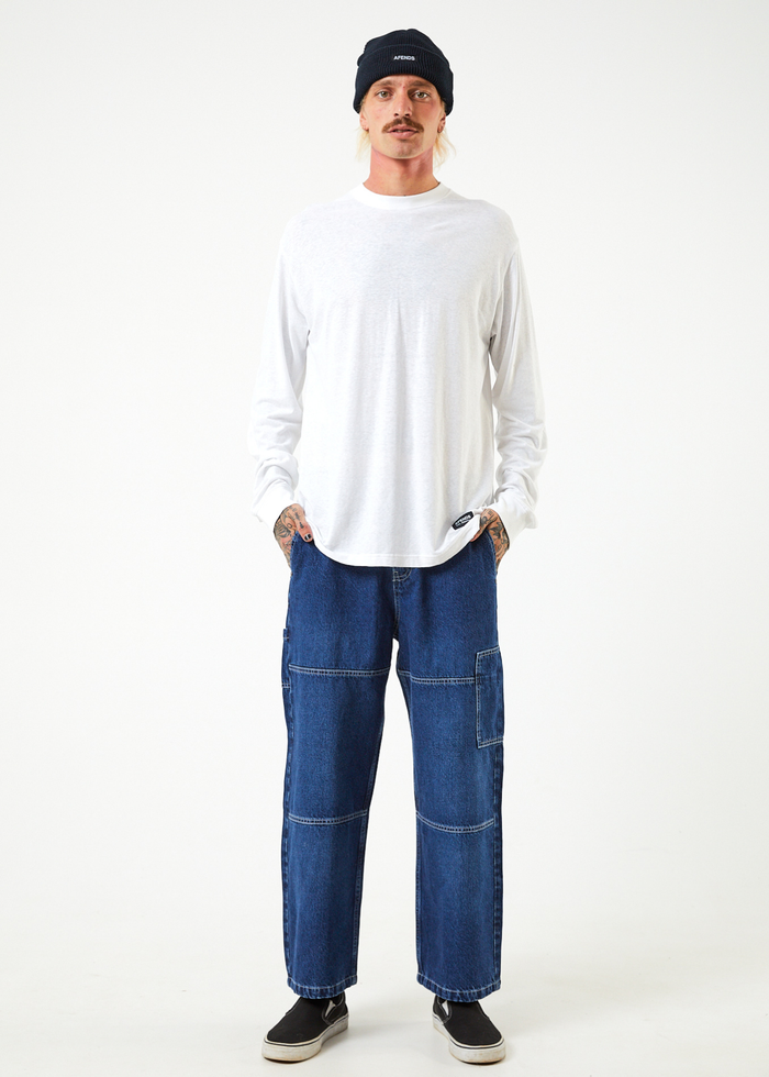 Afends Mens Richmond - Hemp Denim Baggy Workwear Jeans - Original Rinse - Streetwear - Sustainable Fashion