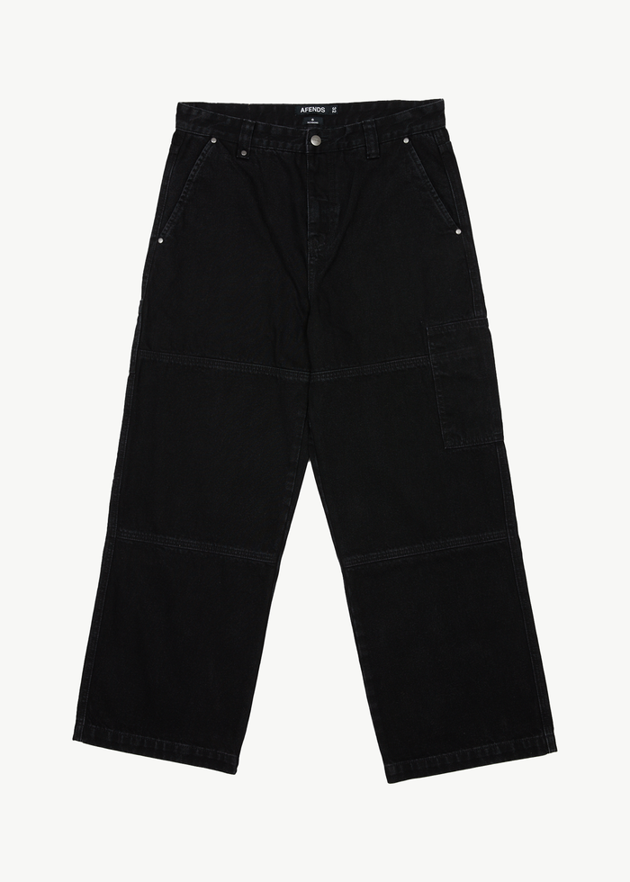 Afends Mens Richmond - Organic Denim Workwear Jeans - Washed Black - Streetwear - Sustainable Fashion