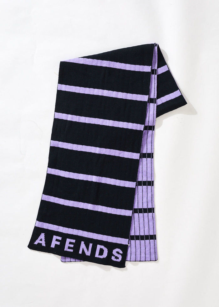 Afends Unisex Donnie - Hemp Knit Striped Scarf - Black - Streetwear - Sustainable Fashion