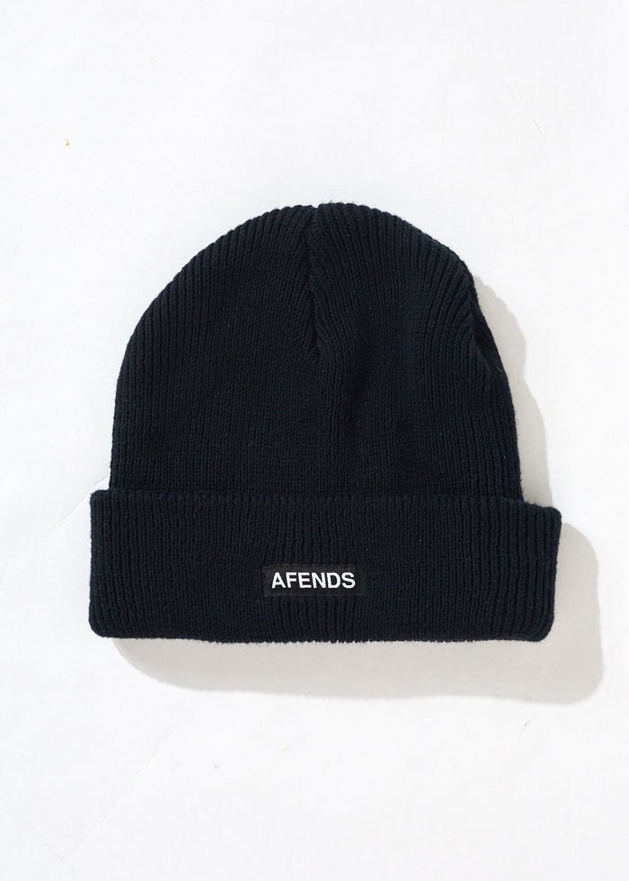 AFENDS Unisex Home Town - Recycled Knit Beanie - Black - Streetwear - Sustainable Fashion