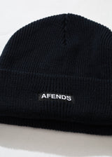 AFENDS Unisex Home Town - Recycled Knit Beanie - Black - Afends unisex home town   recycled knit beanie   black   streetwear   sustainable fashion