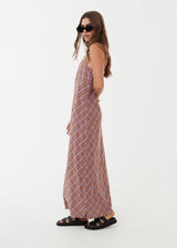 Afends Womens Colby - Hemp Check Maxi Dress - Plum - Afends womens colby   hemp check maxi dress   plum   streetwear   sustainable fashion