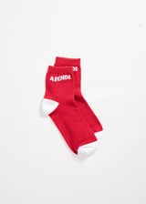 Afends Unisex Connect - Hemp Crew Socks - Deep Red - Afends unisex connect   hemp crew socks   deep red   streetwear   sustainable fashion