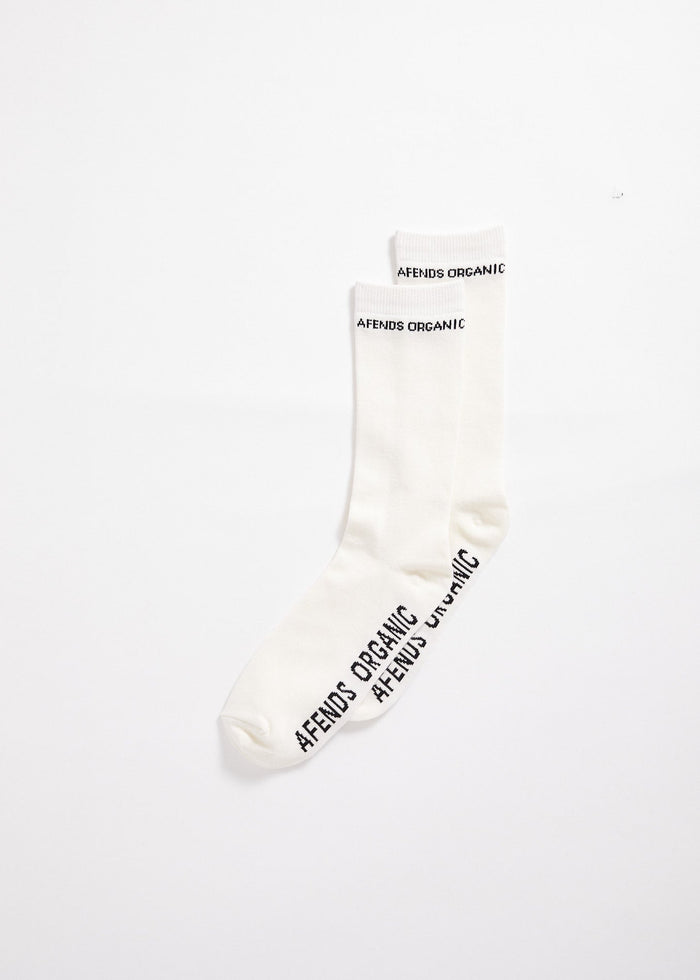 Afends Unisex Boundary - Organic Crew Socks  - Off White - Streetwear - Sustainable Fashion