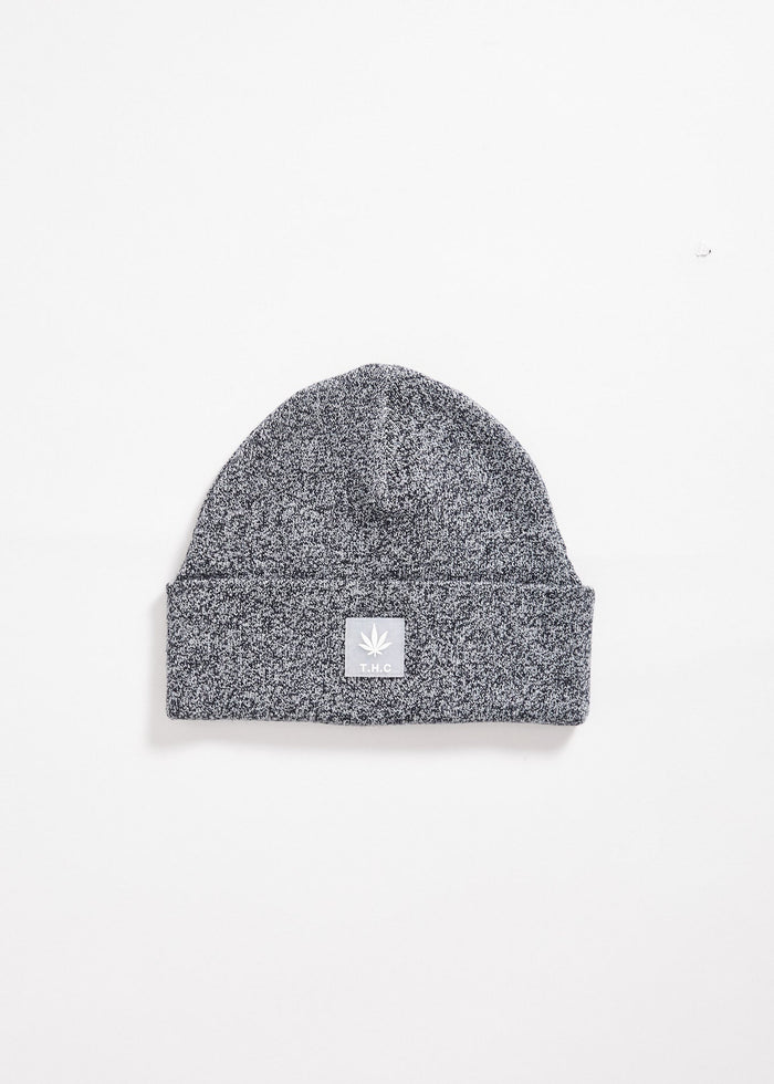 Afends Unisex White Noise - Hemp Knitted Beanie - Black Speckle - Streetwear - Sustainable Fashion