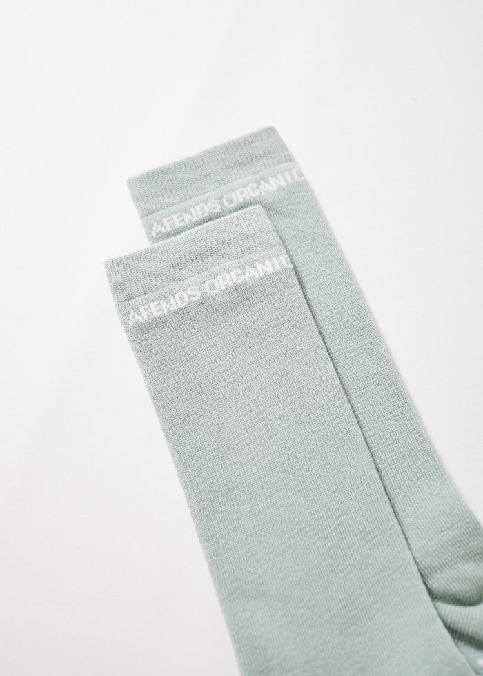 Afends Unisex Boundary - Organic Crew Socks - Smoke Green - Streetwear - Sustainable Fashion