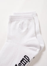Afends Unisex Happy Hemp - Ankle Socks One Pack - White / White - Afends unisex happy hemp   ankle socks one pack   white / white   streetwear   sustainable fashion
